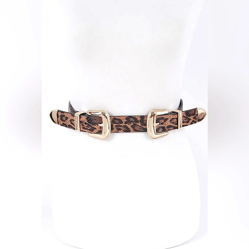 Plus Size Leopard Animal Print Skinny Statement Belt